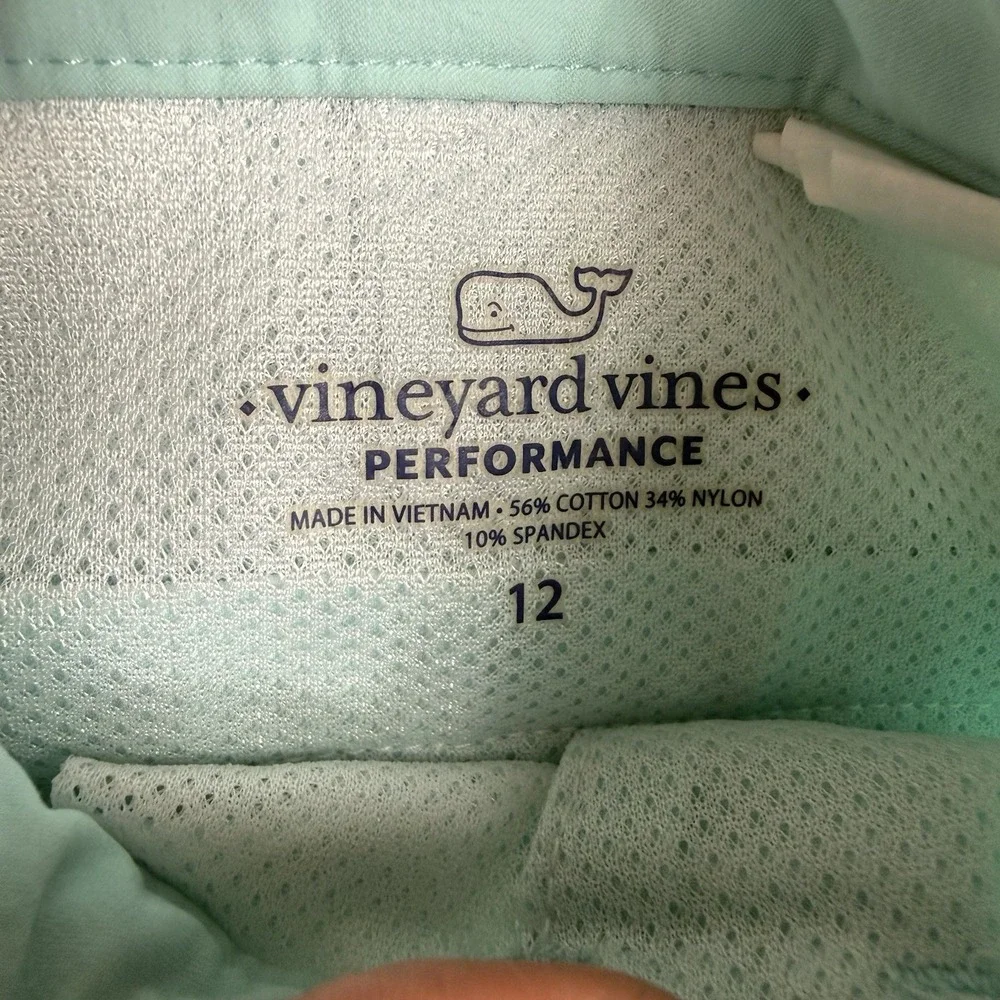 Vineyard Vines Boys Performance Shorts Size 12 Aqua Blue Stretch Chino